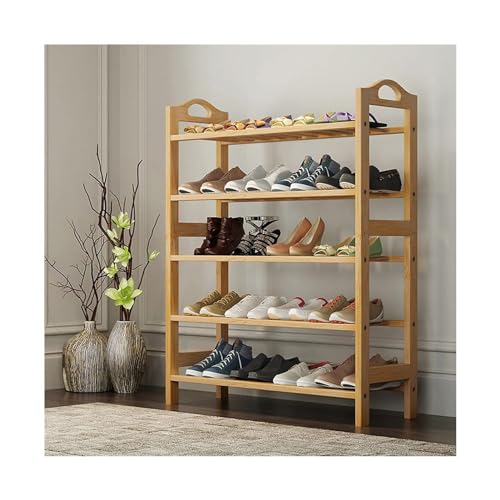 LUTFI Schuhregale Mehrschichtiges, einfaches Schuhregal aus Bambus, Montage eines kleinen Schuhschranks, Schuhregal, Aufbewahrungsorganisator for den Eingangsbereich Wohnzimmer(5 Layers-70cm) von LUTFI