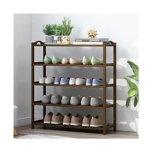 LUTFI Schuhregale Mehrschichtiges, wirtschaftliches Schuhregal, Schuhschrank for Zuhause, Bambus-Schuhregal, Aufbewahrungs-Organizer for den Eingangsbereich Wohnzimmer(5 Layers-100cm) von LUTFI