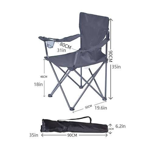 LUTFI Stühle Campingstuhl, robuster Klappstuhl, gepolsterter Sessel mit Getränkehalter, kann 264 Pfund tragen, Angeln, Camping, Reisen Picknick (Color : Noir) von LUTFI