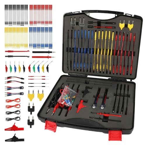 104-teiliges Multimeter-Messleitungsset, Kfz-Stromkreis-Messleitungsset, elektrische Breakout-Kabel für Kfz-Kit mit Krokodilklemmen, Bananenstecker-Messleitung, Oszilloskopsonde von LUTIFIX