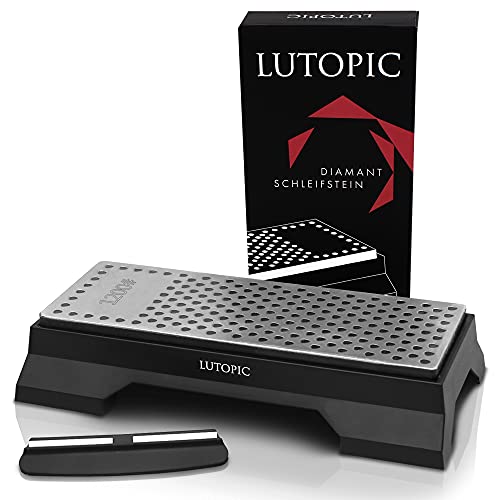 LUTOPIC Diamant Schleifstein PRO 600/1200 [Neue Generation] mit Winkelhilfe- Messerschärfer Profi, Messerschleifer, Knife Sharpener, Wetzstein, Abziehstein, Set, schleifen | Jetzt Messer schärfen von LUTOPIC