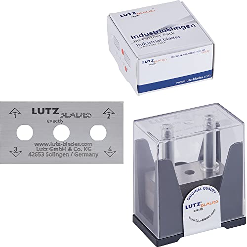 LUTZ BLADES exactly BLADES Profi Dreilochklingen 50 Stk. im Dispenser 0,4mm dick 22mm breit Karbonstahl Klingen von in Solingen Industrieklingen| Rasierklingen made Germany,Edelstahl,43.40G 50PP von LUTZ BLADES exactly