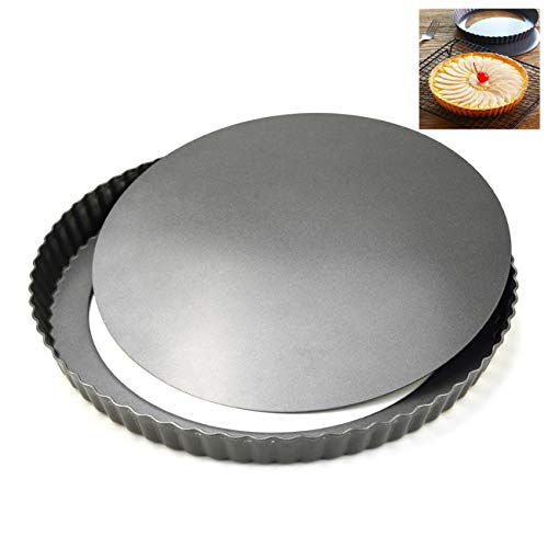 LUUFAN Antihaft-Quicheform Torteform mit losem Boden, runder geriffelter Flan Zinn (28cm) von LUUFAN