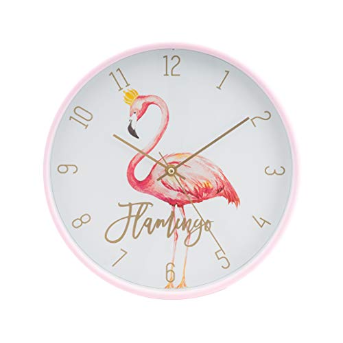 LUUK LIFESTYLE Hochwertige Quarz Wanduhr mit Flamingo und Sekundenzeiger, modernes, minimalistisches Design, Vintage Küchenuhr ohne Ticken, Kinderzimmer, Sommertrend, Rosa von LUUK LIFESTYLE