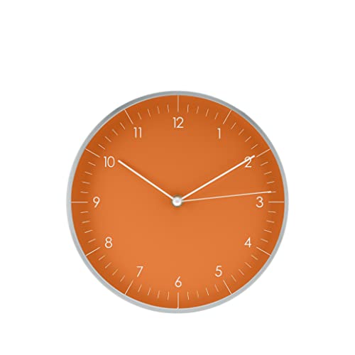 LUUK LIFESTYLE Quarz 24cm Wanduhr mit leisem Uhrwerk, Schlichtes Design, ideal als Küchen, Wohnzimmer, Esszimmer, Büro Uhr, Geschenk zum Umzug, Orange von LUUK LIFESTYLE