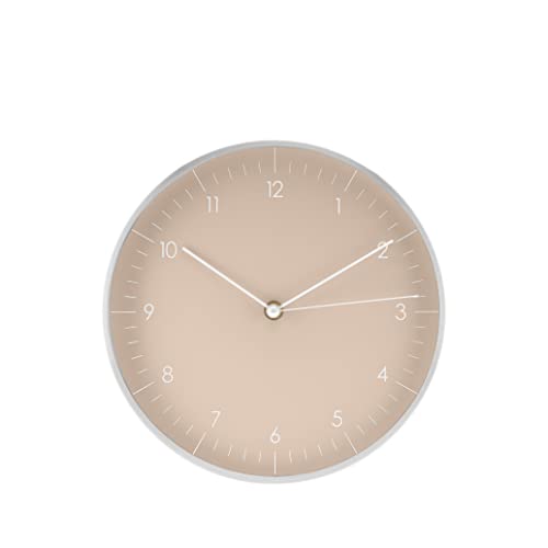 LUUK LIFESTYLE Moderne Quarz Wanduhr in skandinavischem Design mit leisem Uhrwerk, Sekundenzeiger und arabischen Ziffern, Wohnzimmer, Küche, Creme Beige von LUUK LIFESTYLE