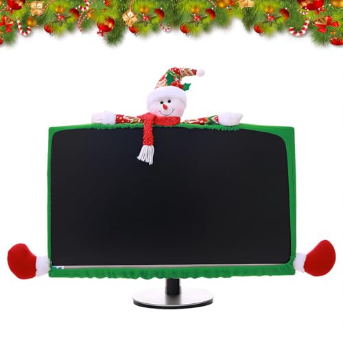 Weihnachten Computer Bildschirm Abdeckung 19-27 Zoll Elastische Weihnachten Monitor Border Abdeckung Weihnachten Computer Monitor Dekoration für Laptops TV LCD PC Monitor Display Rahmen (Schneemann) von LUVDECO