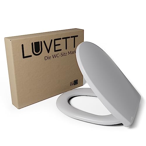 LUVETT® WC-Sitz mit Absenkautomatik C100 oval universell, Toilettendeckel mit 3 Edelstahl Montagelösungen, Klodeckel abnehmbar, Farbe:Manhattan Grau von LUVETT