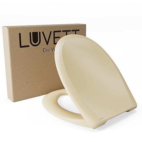 LUVETT® Toilettendeckel mit Absenkautomatik C770 oval, WC-Sitz mit 3 Befestigungsvarianten zur Wahl, Klobrille zum abnehmen aus antibakteriellem Duroplast, Farbe:Bahama Beige von LUVETT