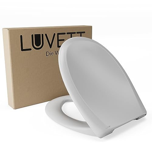 LUVETT® Toilettendeckel mit Absenkautomatik C770 oval, WC-Sitz mit 3 Befestigungsvarianten zur Wahl, Klobrille zum abnehmen aus antibakteriellem Duroplast, Farbe:Manhattan Grau von LUVETT