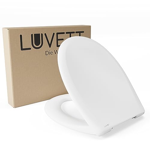 LUVETT® Toilettendeckel mit Absenkautomatik C770 oval, WC-Sitz mit 3 Befestigungsvarianten zur Wahl, Klobrille zum abnehmen aus antibakteriellem Duroplast, Farbe:Weiß von LUVETT