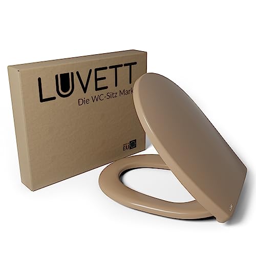 LUVETT® WC-Sitz mit Absenkautomatik C100 oval universell, Toilettendeckel mit 3 Edelstahl Montagelösungen, Klodeckel abnehmbar, Farbe:Caramel Braun von LUVETT