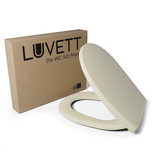 LUVETT® WC-Sitz mit Absenkautomatik C100 oval universell, Toilettendeckel mit 3 Edelstahl Montagelösungen, Klodeckel abnehmbar, Farbe:Jasmin Creme von LUVETT