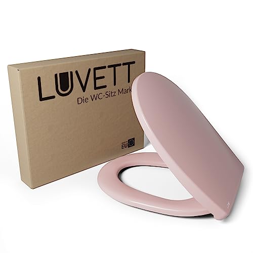 LUVETT® WC-Sitz mit Absenkautomatik C100 oval universell, Toilettendeckel mit 3 Edelstahl Montagelösungen, Klodeckel abnehmbar, Farbe:Magnolia Rosa von LUVETT