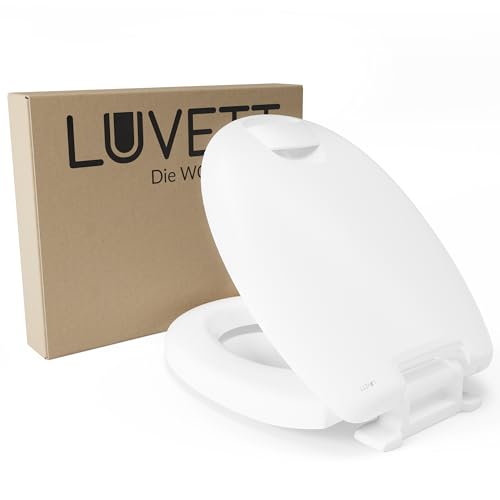 LUVETT® Premium WC-Sitz C601 Care Comfort Toilettensitzerhöhung 5 cm, Made in Germany, Absenkautomatik, Duroplast, extra stabile & solide Befestigung, Farbe:Weiß von LUVETT