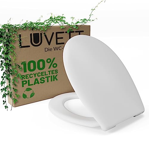 LUVETT® Recycling WC-Sitz R700 Öko oval mit Absenkautomatik, Abnahmefunktion und 3 Montage-Varianten (Weiß) von LUVETT