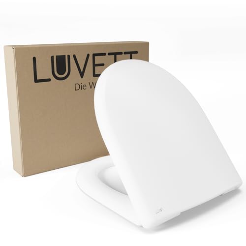 LUVETT® WC-Sitz D100 D-Form Weiß mit Absenkautomatik SoftClose, EasyClean (abnehmbar), Duroplast, einfache Befestigung von oben oder unten, Made in EU von LUVETT