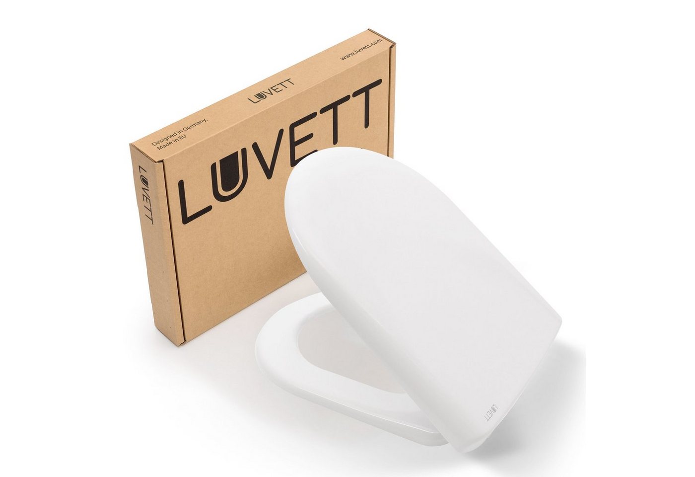 LUVETT WC-Sitz D-Form D100 (Inklusive 3 Befestigungsarten), Original SoftClose® Absenkautomatik, Duroplast, Abnehmbar von LUVETT