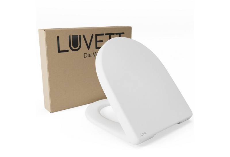 LUVETT WC-Sitz D-Form universal D140 (Inklusive 3 Befestigungsarten), mit Original SoftClose® Absenkautomatik, Duroplast, WrapOver von LUVETT