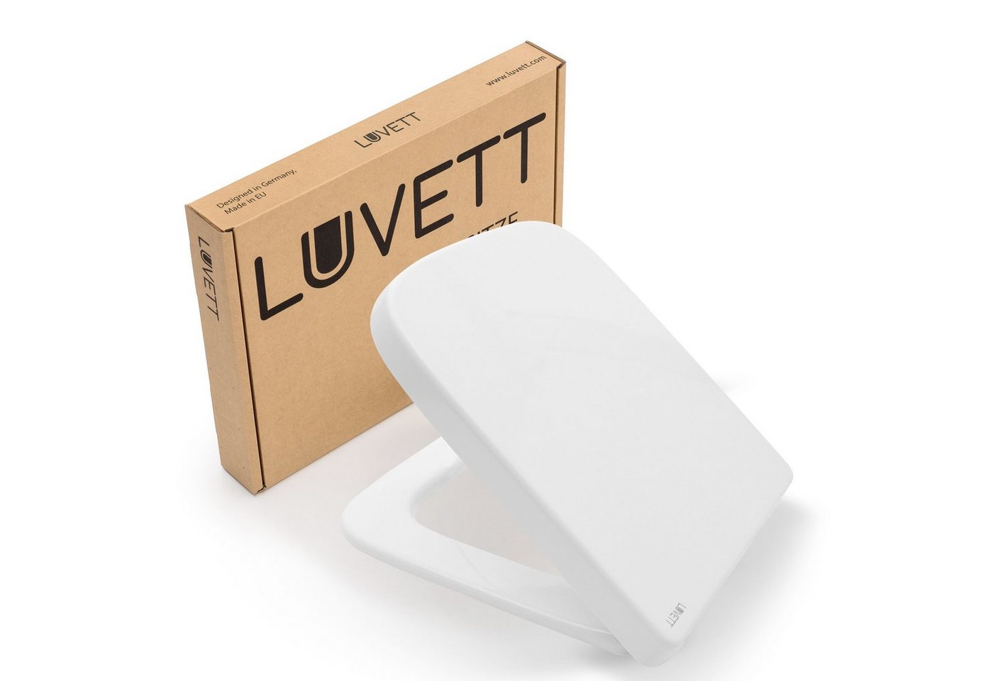 LUVETT WC-Sitz Eckig Q500 (Inklusive 3 Befestigungsarten), mit Original SoftClose® Absenkautomatik, Duroplast von LUVETT