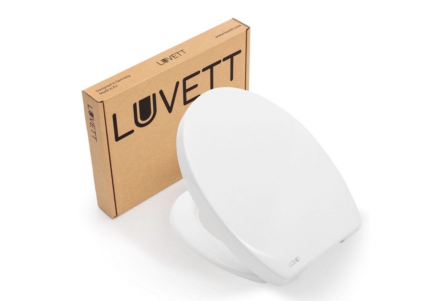 LUVETT WC-Sitz Universal C210 (Inklusive 3 Befestigungsarten), mit Absenkautomatik, Wrap-Over, Duroplast, Deutsche Markenqualität von LUVETT