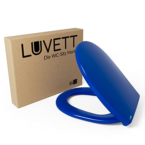 LUVETT® WC-Sitz mit Absenkautomatik C100 oval universell, Toilettendeckel mit 3 Edelstahl Montagelösungen, Klodeckel abnehmbar, Farbe:Pop-Blau von LUVETT