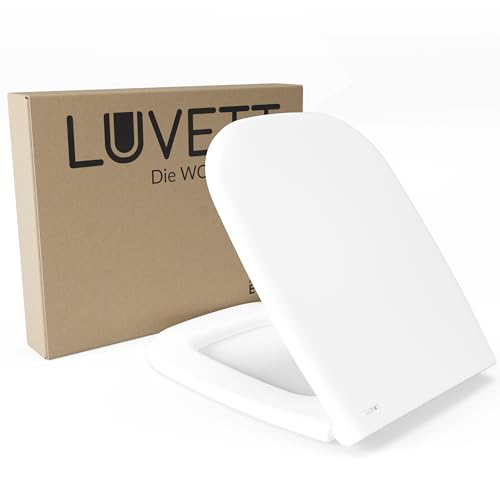LUVETT® WC-Sitz D260 D-Form Weiß mit Absenkautomatik SoftClose, EasyClean (abnehmbar), Duroplast, einfache Befestigung von oben, Made in EU, u.a. für Duravit D-Code von LUVETT