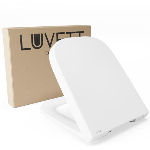 LUVETT® WC-Sitz Q600 Weiß eckig mit Absenkautomatik, u.a. für Geberit Renova Plan teilgeschlossen & Smyle Square von LUVETT