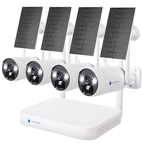 【4MP+2-Wege Audio+PC Software】 LUVISION WLAN Solar-Überwachungssystem Set mit 4MP Akku Überwachungskamera Set, 10 Kanal Dual NVR, Farbige Nachtsicht, Mikrofon, Wasserdicht, App WiFi 6 Technologie von LUVISION