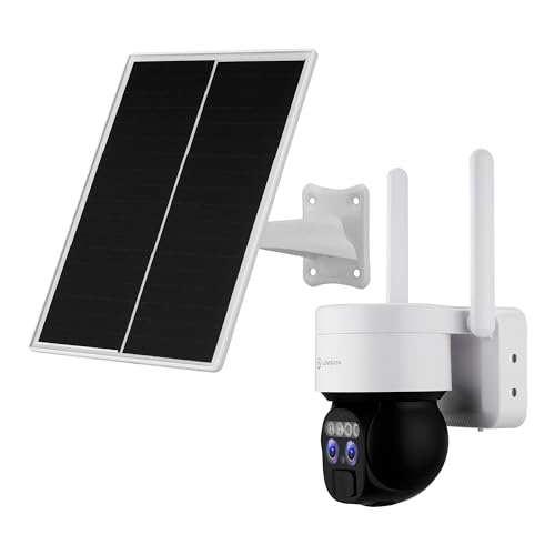 LUVISION 4G LTE Überwachungskamera Akku Solar SIM Karte, 2MP HD Kamera Überwachung mit 2 Objektiven Solarpanel, Farbige Nachtsicht, Bewegungserkennung, 2-Wege-Audio, 12 x optischer Zoom, Sirene von LUVISION