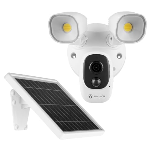 LUVISION Kabellose WLAN Überwachungskamera mit Solarpanel – Solar IP Überwachungssystem mit LED Flutlicht Lampe & Bewegungsmelder, 2-Wege Audio, per App steuerbar, mit Nachtsicht von LUVISION