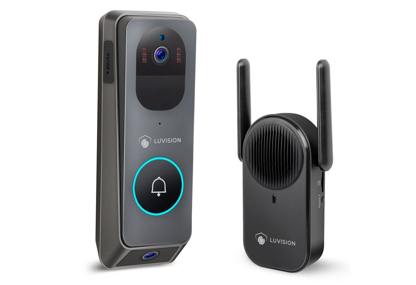 LUVISION Smart Home Türklingel Y03-W2 (Außen- und Innenbereich, 1-tlg., WLAN Funk Video Türklingel Türglocke mit Überwachungskamera, 2-Wege Audio, Mikrofon, Bewegungserkennung) von LUVISION