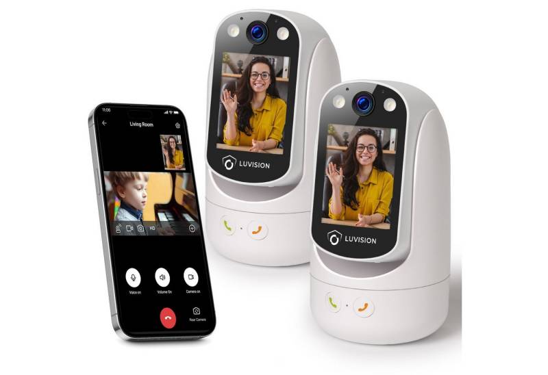 LUVISION Überwachungskamera C20 (Innenbereich, 2-tlg., 2er Set WLAN PTZ Überwachungskamera Autotracking Nachtsicht, Senioren, Baby, Mikrofon, 2-Wege Audio, App) von LUVISION