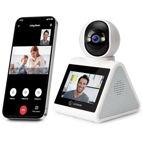 LUVISION WLAN PTZ Überwachungskamera Auto-Tracking Video Anrufkamera, Telefonkamera mit Gegensprechfunktion für Kinder Senioren und Haustier Überwachung mit App (1x Kamera (4,3-Zoll Display)) von LUVISION