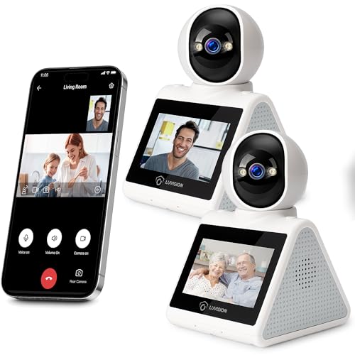 LUVISION WLAN PTZ Überwachungskamera Auto-Tracking Video Anrufkamera, Telefonkamera mit Gegensprechfunktion für Kinder Senioren und Haustier Überwachung mit App (2X Kamera (4,3-Zoll Display)) von LUVISION