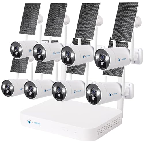 LUVISION WLAN Solar-Überwachungskamera mit 4MP Akku und 10 Kanal Dual NVR, Überwachungssystem mit Farbiger Nachtsicht, wetterfeste Ausführung, mit 8 Kameras von LUVISION