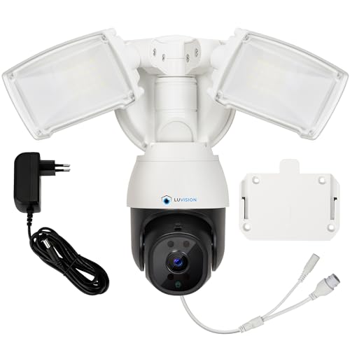 LUVISION WLAN Überwachungskamera | Sicherheitskamera mit Nachtsicht | Lampe Flutlicht | Kamera Außen Beleuchtung | mit AI Bewegungsverfolgung & App-Steuerung | Smart Home Sprechanlage (mit Netzteil) von LUVISION