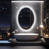 Luvodi - Badspiegel mit Beleuchtung, Oval led Wandspiegel Badezimmerspiegel mit 3 Touchschalter, weiß/Tagelicht/Warmweiß Licht, Beschlagfrei, 60 x 80 von LUVODI