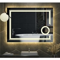 Luvodi - Badspiegel mit Beleuchtung mit 3X Kosmetikspiegel, led Badspiegel 80x60cm Badezimmerspiegel Touch+Dimmbar+Beschlagfrei von LUVODI