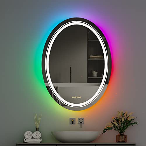 LUVODI Badspiegel Oval RGB Beleuchtung: Dimmbar LED RGB Spiegel mit Beleuchtung, 11 Lichtfarben Einstellbare, Entfogging Wandspiegel mit 4 Touchschalter Speicherfunktion Schminkspiegel 60x80 cm LUVODI Badspiegel Oval RGB Beleuchtung: Dimmbar LED RGB Spiegel mit Beleuchtung, 11 Lichtfarben Einstellbare, Entfogging Wandspiegel mit 4 Touchschalter Speicherfunktion Schminkspiegel 60x80 cm von LUVODI
