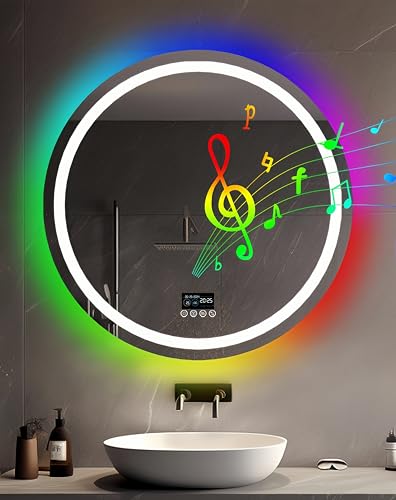 LUVODI Badspiegel Rund mit Bluetooth: 80cm Runder Spiegel mit RGB Beleuchtung, Digitaler Badezimmerspiegel Schminkspiegel, 4 Touchschalter 3 Lichtfarbe Dimmbar IP66 Entfoggen Memoryfunktion LUVODI Badspiegel Rund mit Bluetooth: 80cm Runder Spiegel mit RGB Beleuchtung, Digitaler Badezimmerspiegel Schminkspiegel, 4 Touchschalter 3 Lichtfarbe Dimmbar IP66 Entfoggen Memoryfunktion von LUVODI