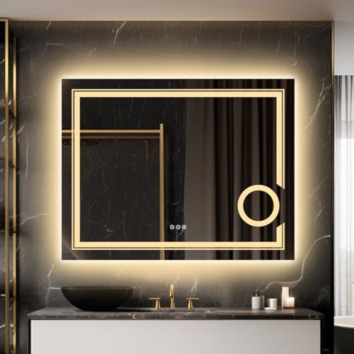 LUVODI Badspiegel mit Vergrößerungsspiegel Belechtung: 90x70 cm LED Badezimmerspiegel Kosmetikspiegel mit 3X Spiegel Vergrößerung - Smart Wandspiegel Touch Antibeschlag Dimmbar 3500K-6500K LUVODI Badspiegel mit Vergrößerungsspiegel Belechtung: 90x70 cm LED Badezimmerspiegel Kosmetikspiegel mit 3X Spiegel Vergrößerung - Smart Wandspiegel Touch Antibeschlag Dimmbar 3500K-6500K von LUVODI