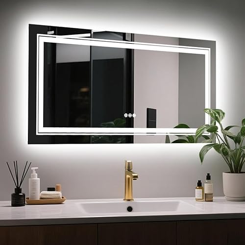 LUVODI LED Bad Spiegel 100x60 cm: Badspiegel Wandspiegel mit Hintergrundbeleuchtung und Frontbeleuchtung Touchschalter Antibeschlag 3 Lichtfarben Dimmbar Aluminiumrahmen LUVODI LED Bad Spiegel 100x60 cm: Badspiegel Wandspiegel mit Hintergrundbeleuchtung und Frontbeleuchtung Touchschalter Antibeschlag 3 Lichtfarben Dimmbar Aluminiumrahmen von LUVODI