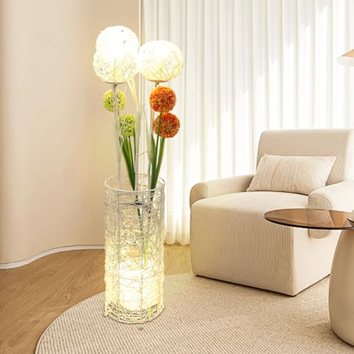 LUVODI Modern Landhausstil LED Stehlampe: Deko handgemacht Rattan Blumen Nachtlicht Stehleuchte - kreative Dimmbar Standleuchte zum Lesen Wohnzimmer Schlafzimmer Club - 109 x 20 cm von LUVODI