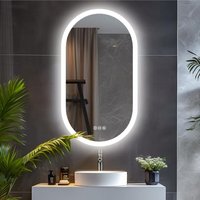 Luvodi - Badspiegel 50x80 cm Oval led Badezimmerspiegel mit Beleuchtung Touch-Schalter, Beschlagfrei, 3 Lichtfarben Dimmbar, Memory-Funktion von LUVODI