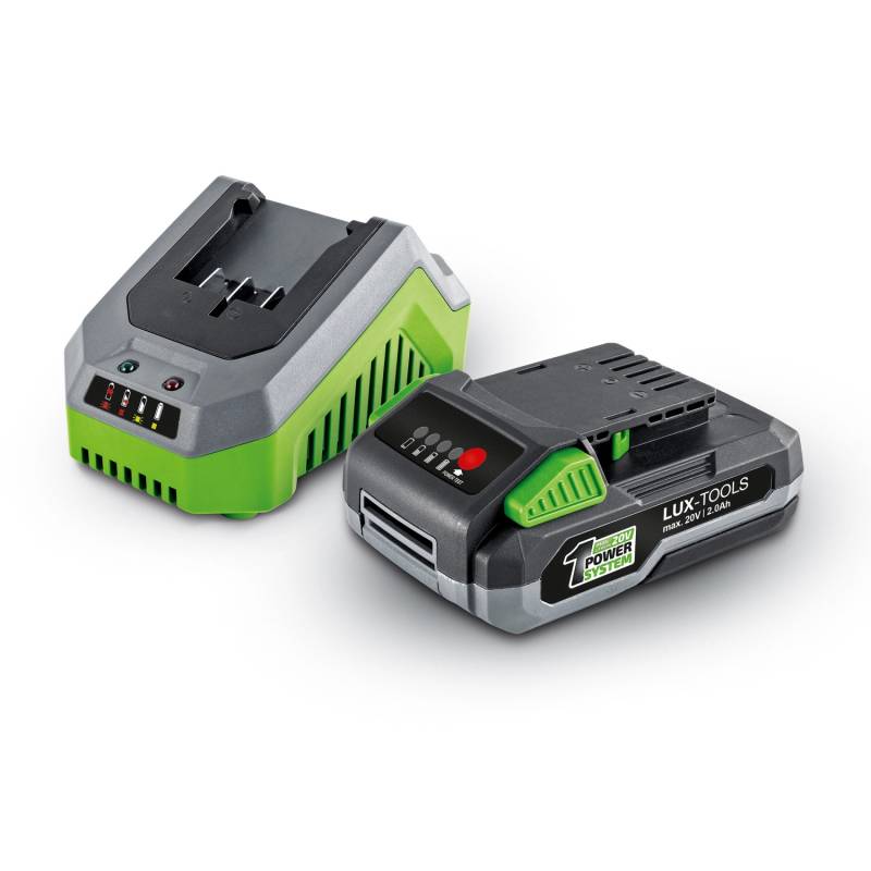 LUX 1 PowerSystem Starter-Set mit 20 V 2 Ah Li-Ion Akku und Schnellladegerät von LUX-TOOLS
