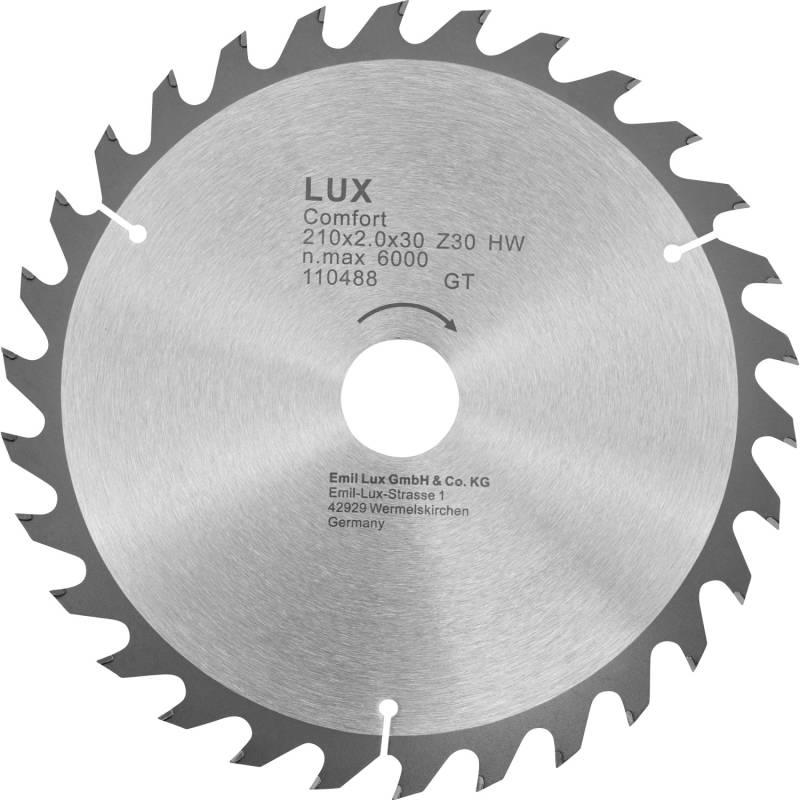 LUX HM-Kreissägeblatt 210 mm x 30 mm 30 Z von LUX-TOOLS