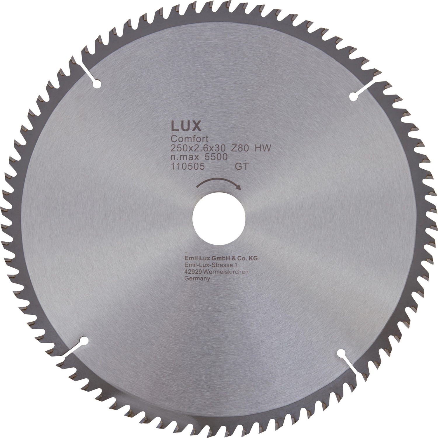 LUX HM-Kreissägeblatt 250 mm x 30 mm 80 Zähne von LUX-TOOLS