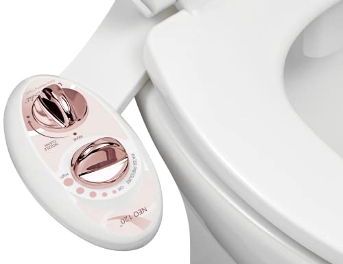 LUXE Bidet NEO 120 - Selbstreinigende Düse, Süßwasser Nicht Elektrischer Bidet Aufsatz für Toilettensitz, Einstellbarer Wasserdruck, Heckwäsche (Roségold) von Luxe Bidet