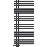 Luxebath - Badheizkörper Iron em 600x1400mm Anthrazit Mittelanschluss Anschlussgarnitur Thermostat Universal Eck- und Durchgangsform, Design von LUXEBATH